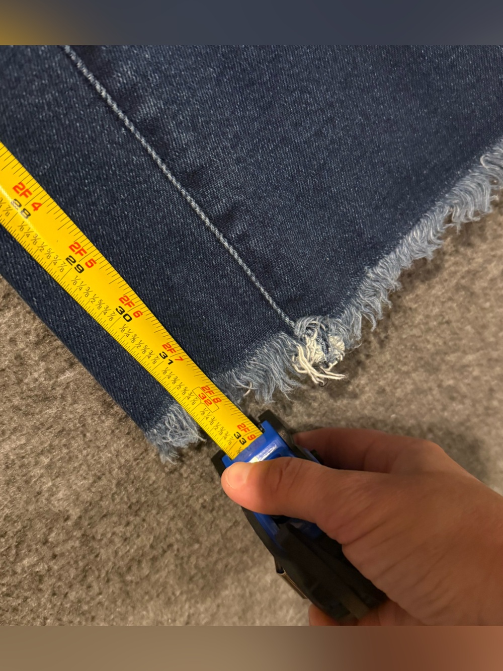 KanCan Ultra High Rise Super Flare Jeans Womens 23 (inseam 32) blue Fray Hem - Picture 7 of 13